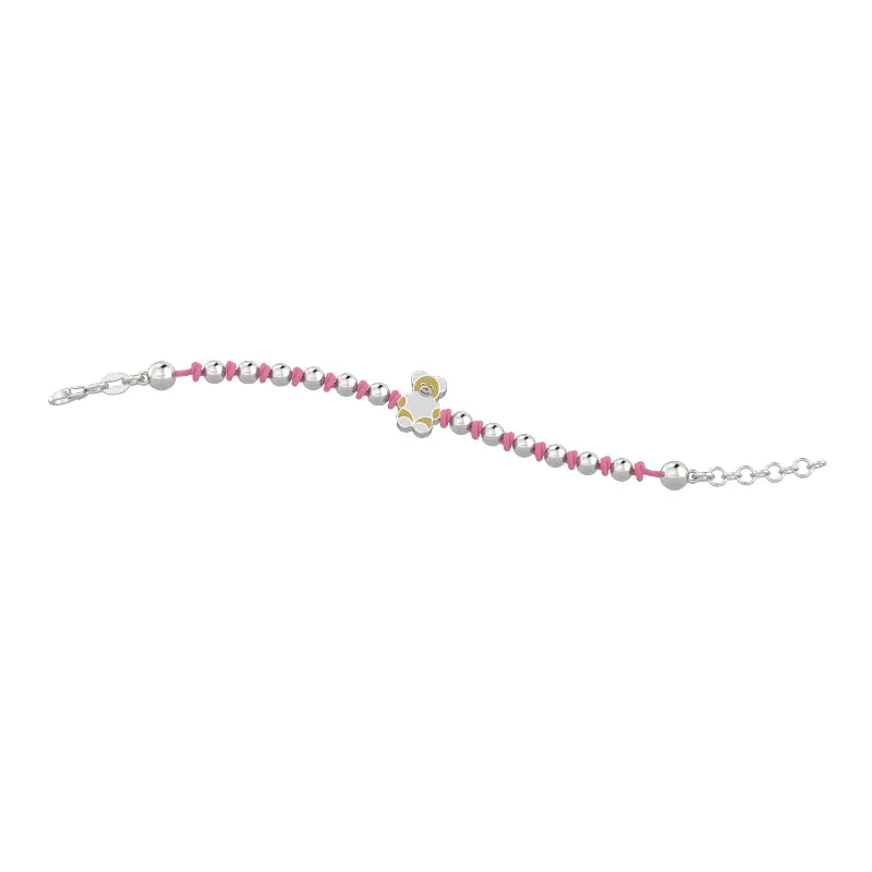 nanan-bracciale-nodino-ag-925-orsetto-tato-rosa image 1