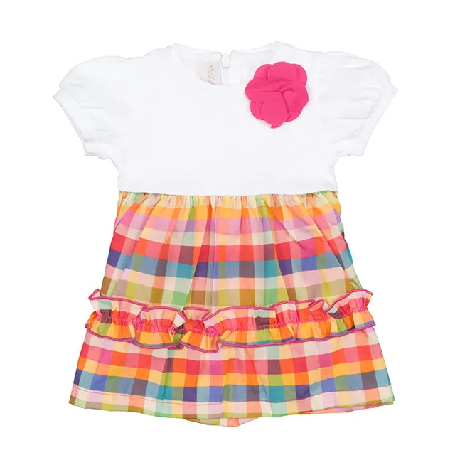 nanan-abito-body-neonata-con-gonna-a-quadri-e-rosa image 1