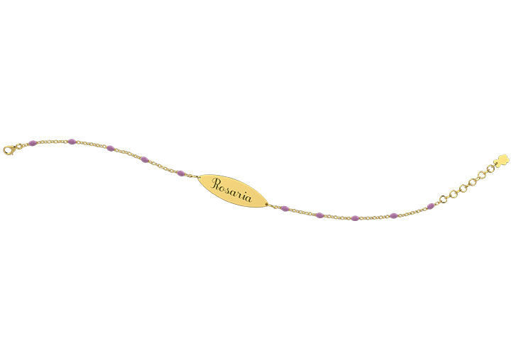 nanan-bracciale-oro-9kt-con-targhetta-palline-lilla-13-15-cm image 2