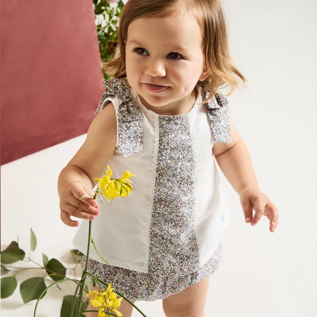 nanan-blusa-fiorata-con-culotte-in-popeline-off-white image 1