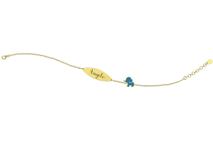 nanan-bracciale-con-targhetta-elefantino-azzurro-in-oro-9-kt-13-15-cm image 2