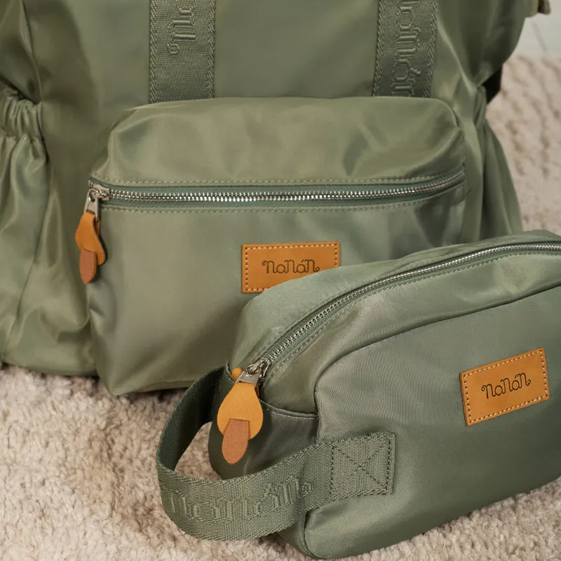 nanan-pochette-verde-in-nylon-con-zip-argento image 1