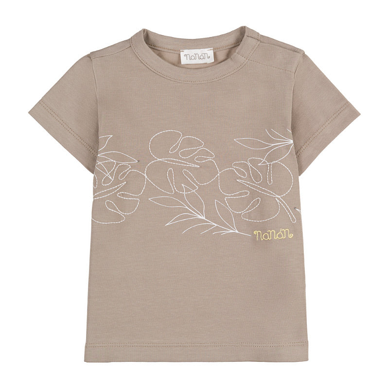 nanan-t-shirt-in-jersey-marrone-con-apertura-spalla image 1