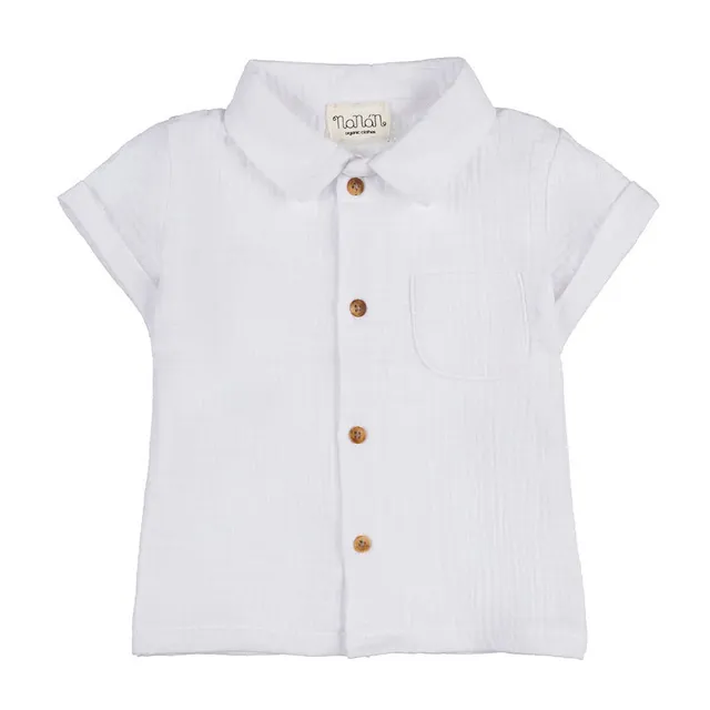 nanan-completo-camicia-shorts-bianco-cotone-organico-bambino image 1