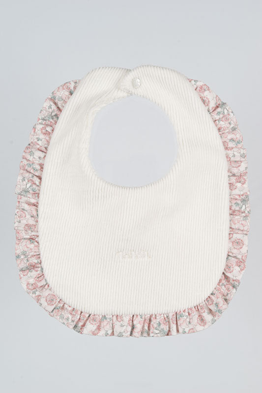 nanan-bavaglio-avorio-ciniglia-a-coste-con-rouches-fiorellini image 1
