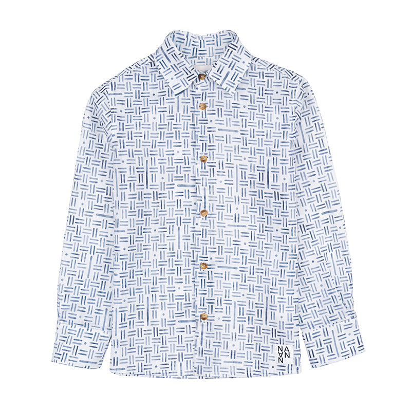 nanan-camicia-fantasia-geometrica-navy-camicia-bambino image 1