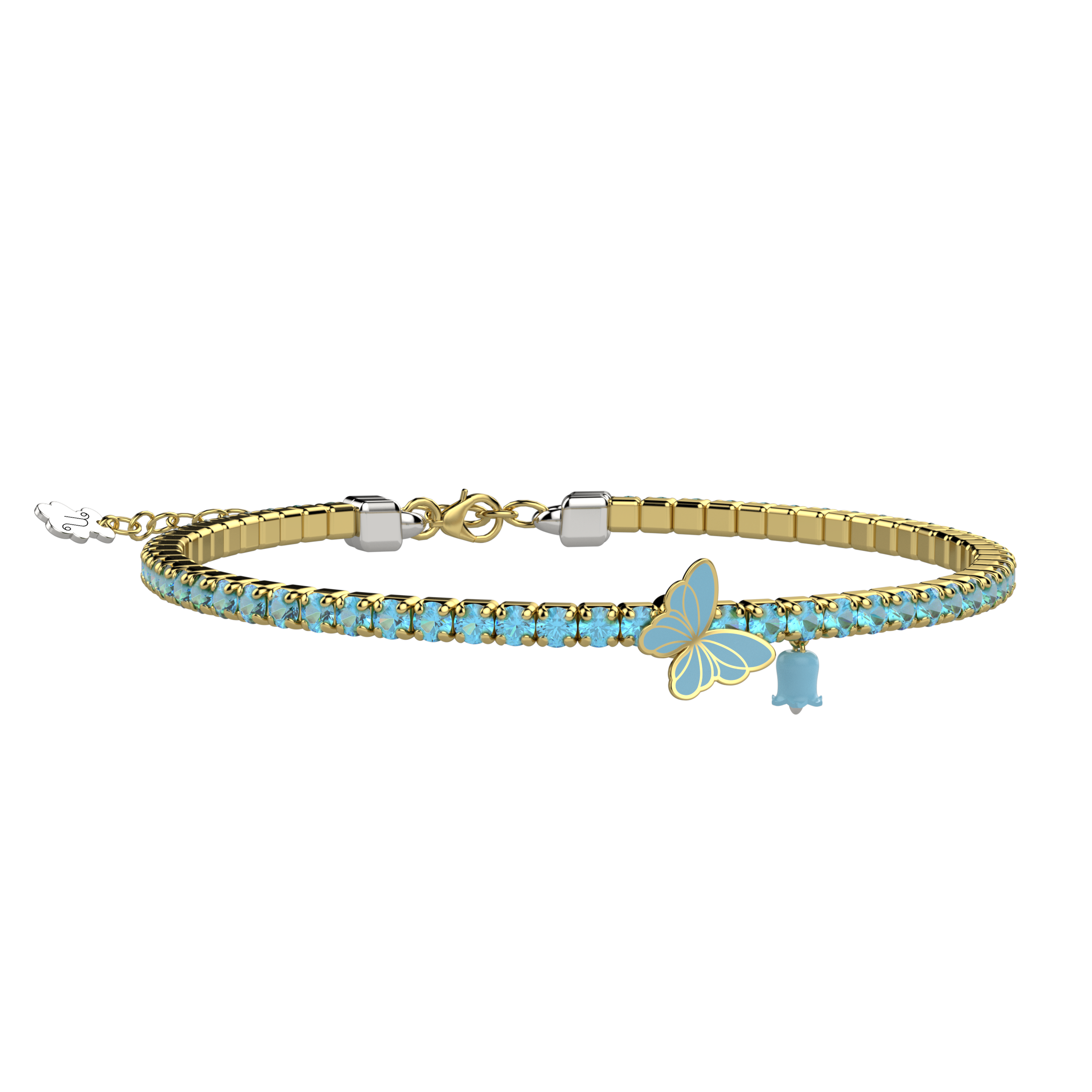 nanan-bracciale-tennis-farfalla-argento-925-pietre-azzurre image 1