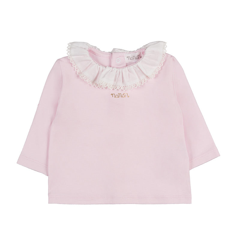 nanan-tutina-2-pezzi-rosa-con-colletto-frappa-neonata image 1
