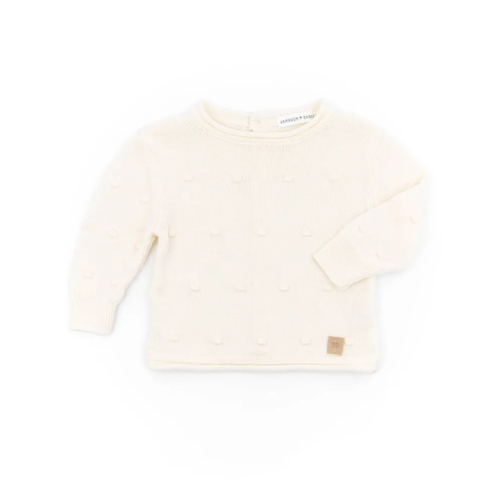 bamboom-maglia-apertura-dietro-mini-pom-pom-bianco-01 image 1