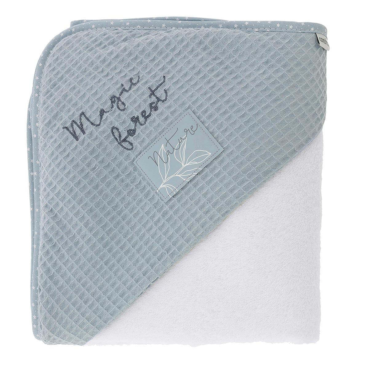 cambrass-forest-azzurro-accappatoio-neonato-con-cappuccio-tencel image 1