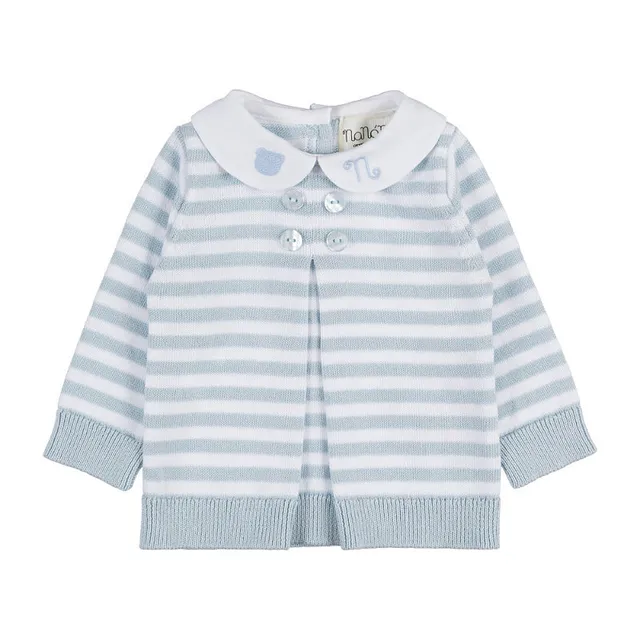nanan-tutina-due-pezzi-a-righe-azzurre-in-cotone-organico image 1