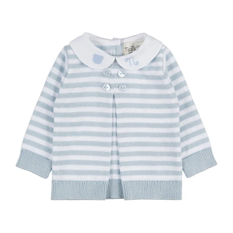 nanan-tutina-due-pezzi-a-righe-azzurre-in-cotone-organico image 1
