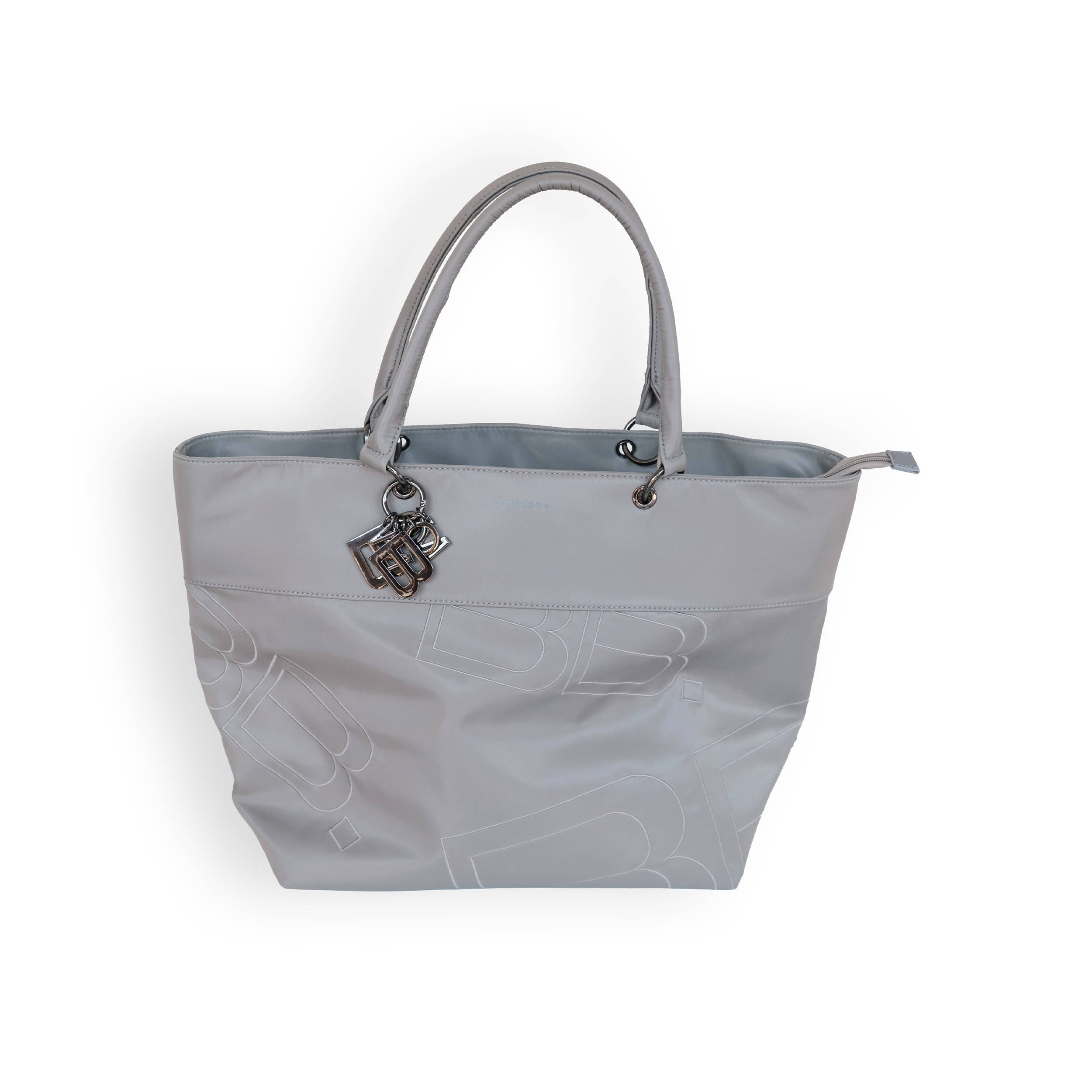 bamboom-borsa-a-tracolla-mamma-in-tessuto-grigio-05-con-materassino image 1
