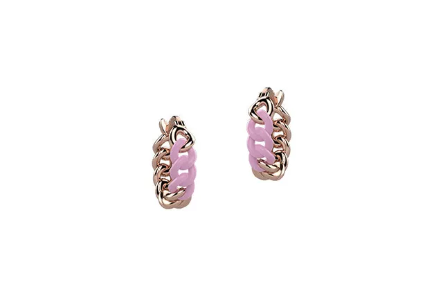 nanan-orecchini-groumette-dorati-vernice-rosa-argento-925 image 1