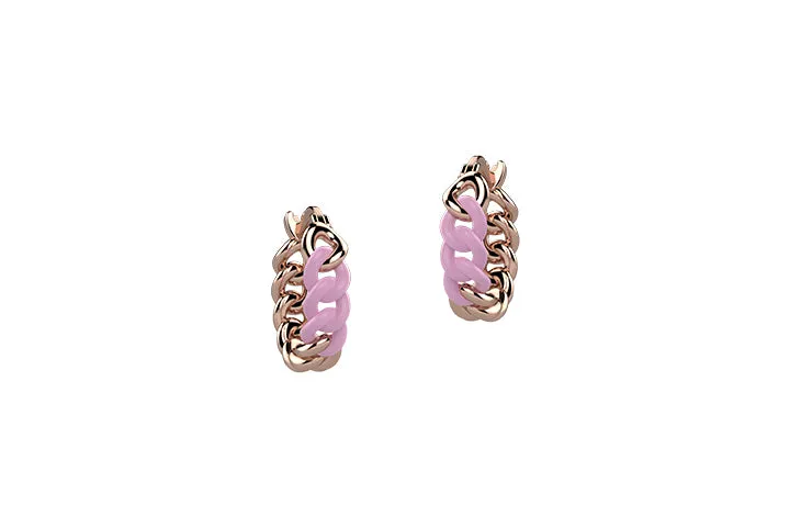 nanan-orecchini-groumette-dorati-vernice-rosa-argento-925 image 1