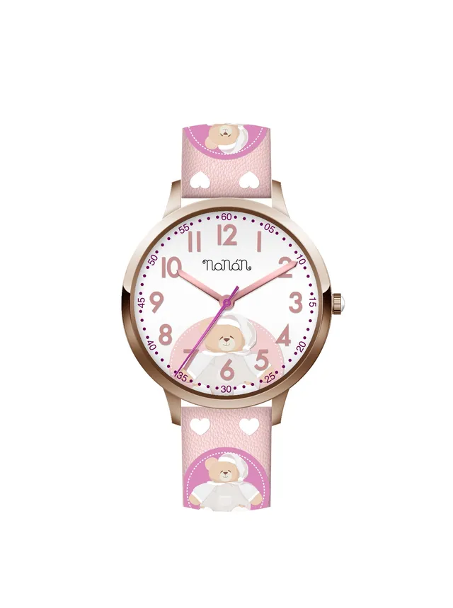 nanan-tato-orologio-bambino-rosa-cinturino-bianco image 1