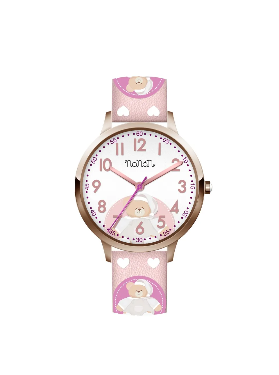 nanan-tato-orologio-bambino-rosa-cinturino-bianco image 1