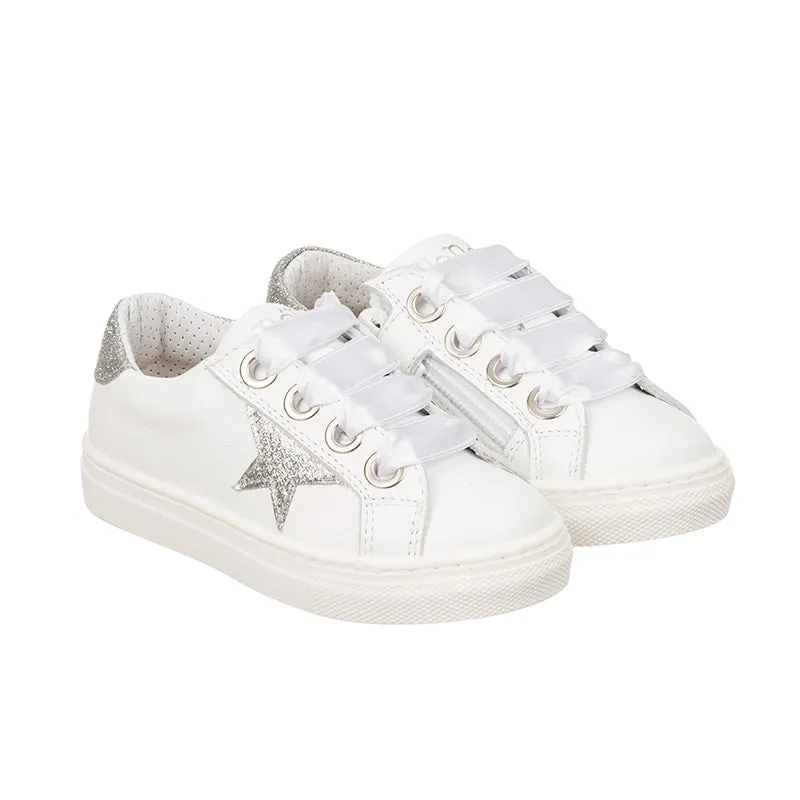 nanan-sneakers-bianche-in-pelle-con-glitter-argento image 1