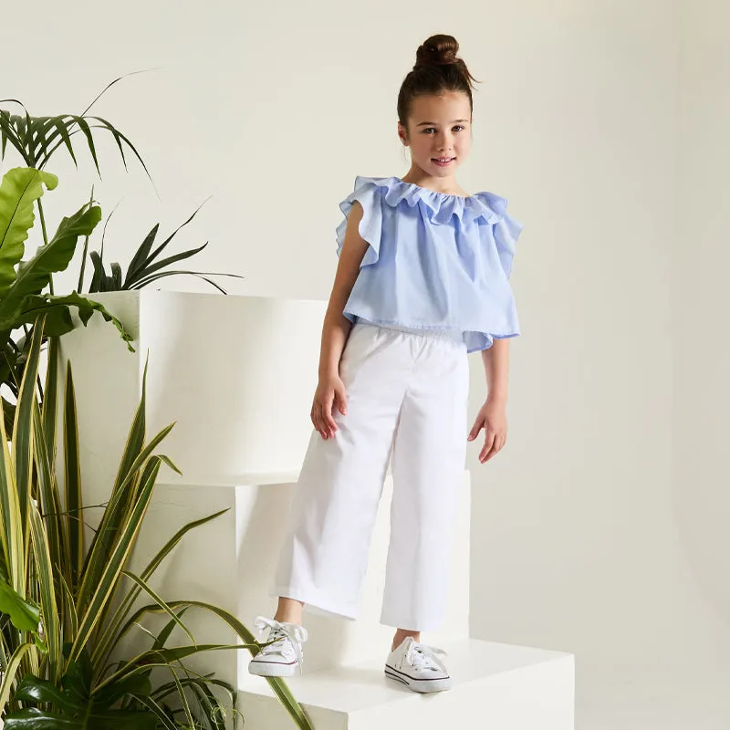 nanan-blusa-azzurra-con-frappe-cotone-made-in-italy image 1