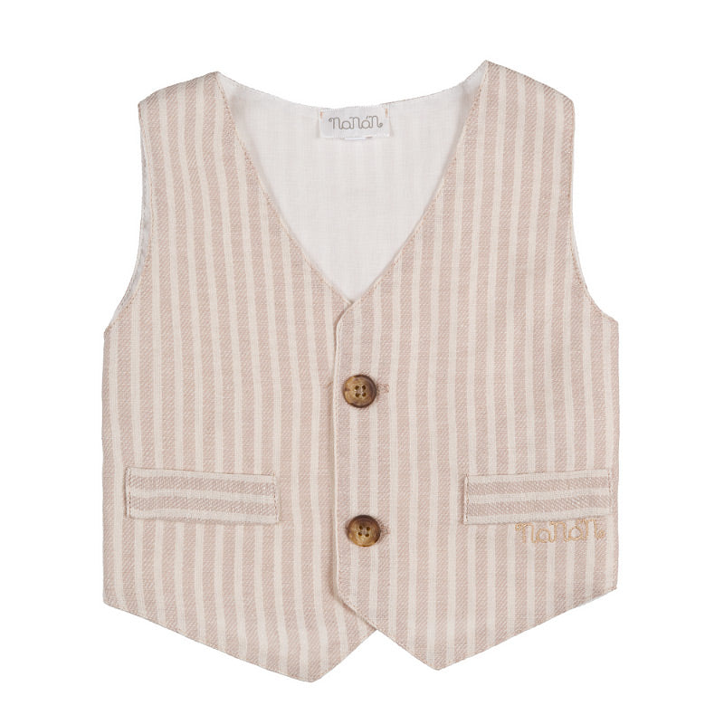 nanan-gilet-beige-in-lino-e-cotone-da-cerimonia image 1