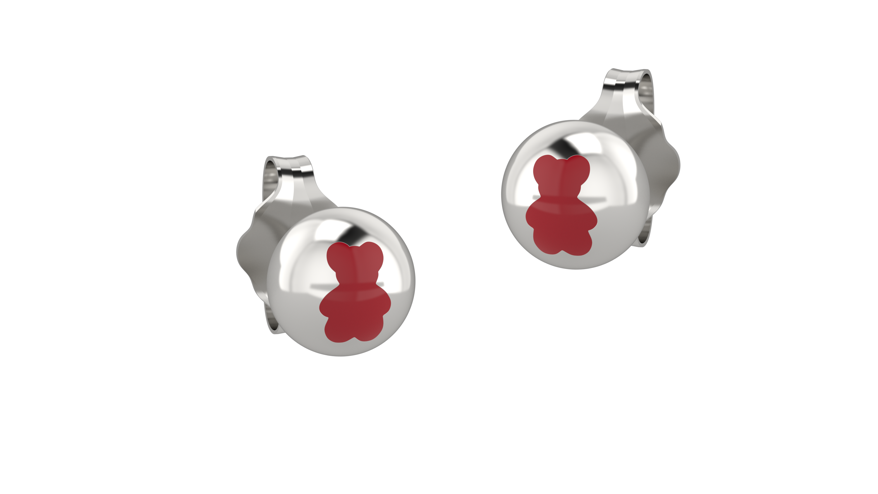 nanan-orecchino-bianco-orso-rosso-in-argento-925 image 2
