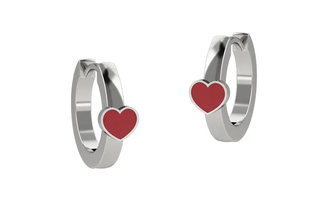 nanan-orecchini-cerchio-cuore-smaltato-rosso-in-argento-925 image 1