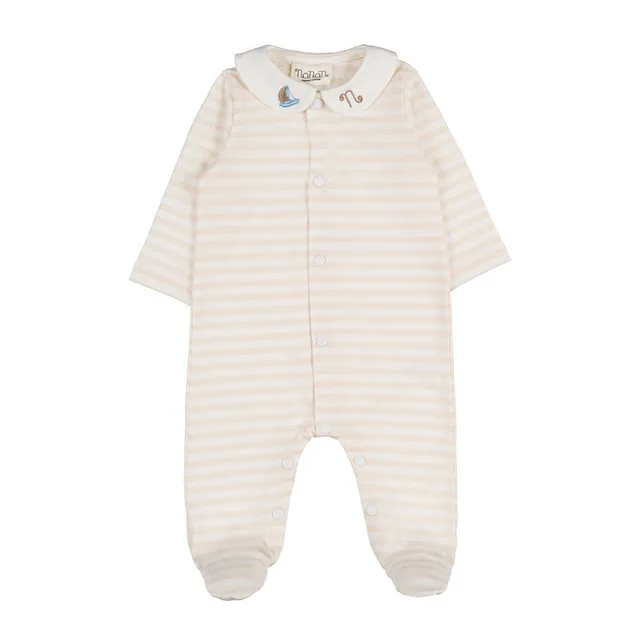 nanan-tutina-neonato-beige-a-righe-apertura-frontale-in-cotone image 1