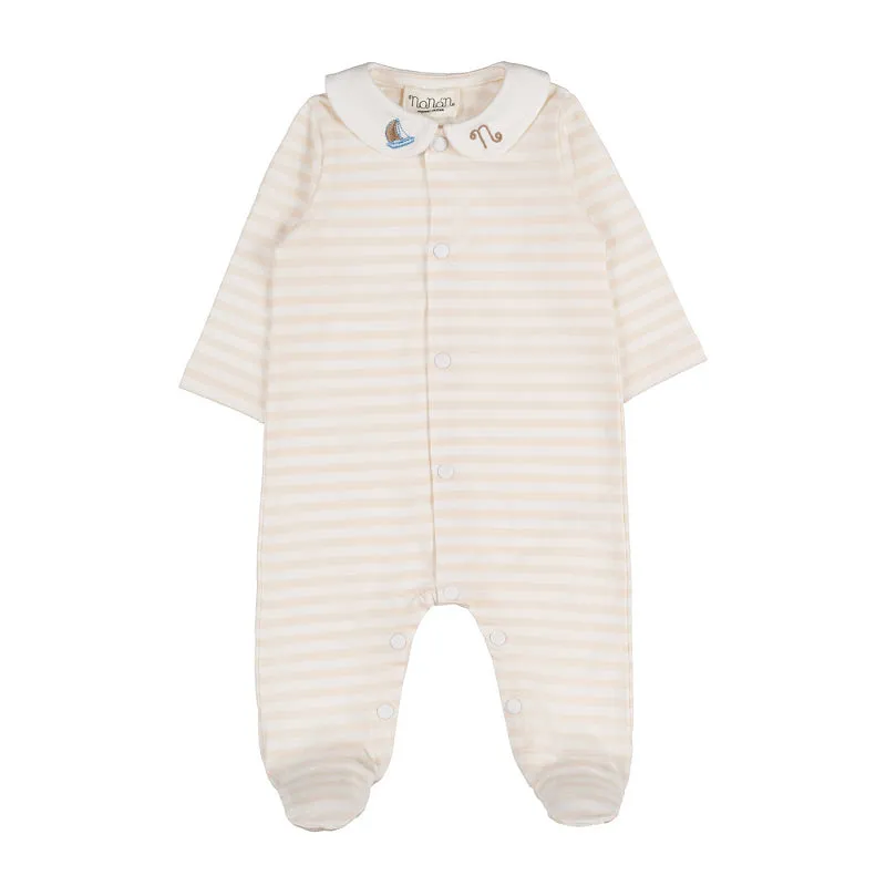 nanan-tutina-neonato-beige-a-righe-apertura-frontale-in-cotone image 1