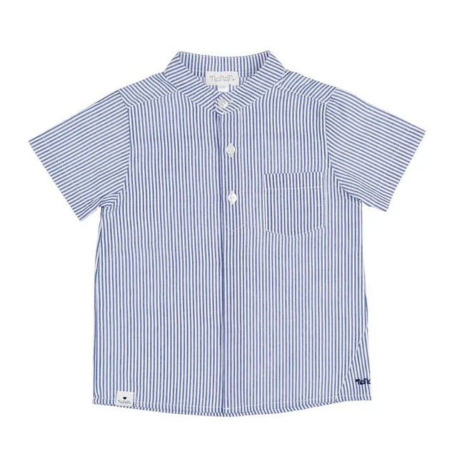 nanan-camicia-bimbo-mezza-manica-righe-blu-bianche-collo-coreana image 1