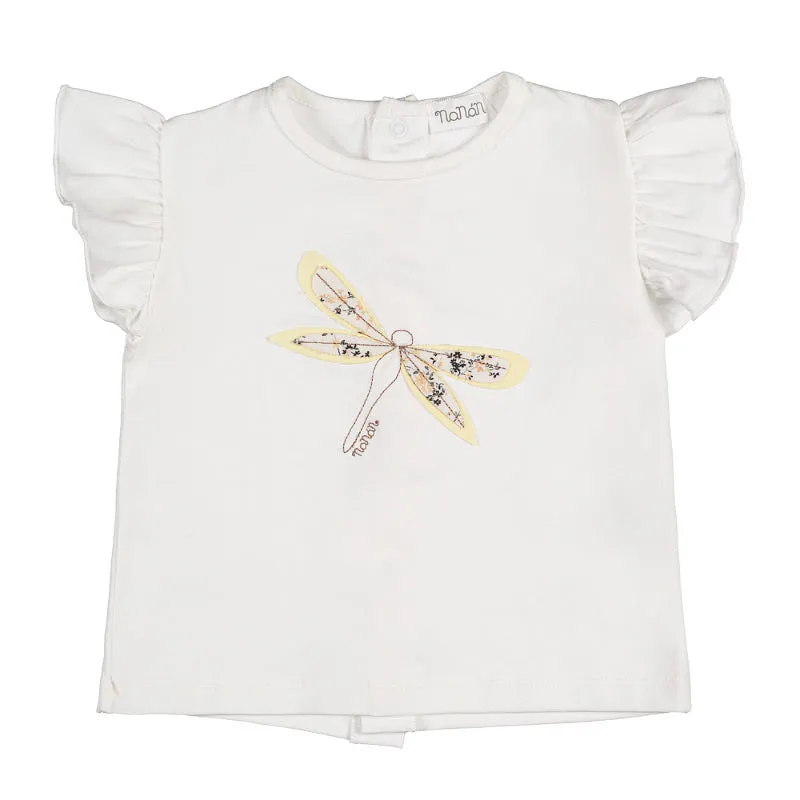 nanan-t-shirt-off-white-con-libellula-e-maniche-volant image 1
