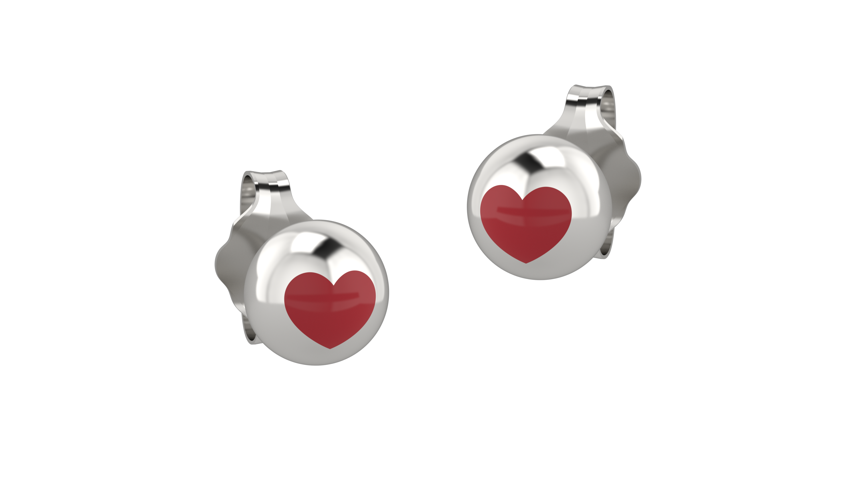 nanan-orecchini-boule-argento-925-con-cuore-rosso image 2
