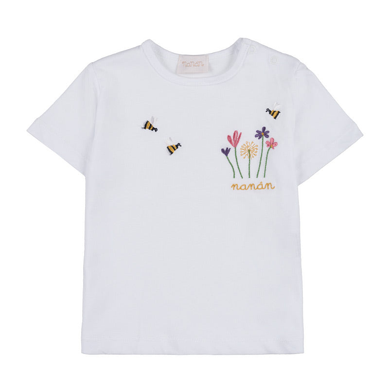 nanan-t-shirt-bimba-ricamo-fiori-e-api image 1