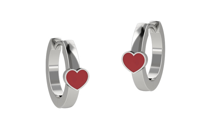 nanan-orecchini-cerchio-cuore-smaltato-rosso-in-argento-925 image 1