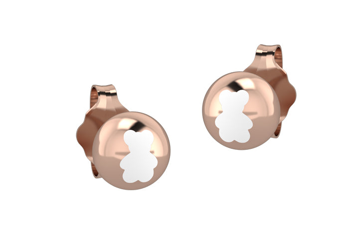 nanan-orecchini-boule-oro-rosa-con-orso-bianco-ag-925 image 1