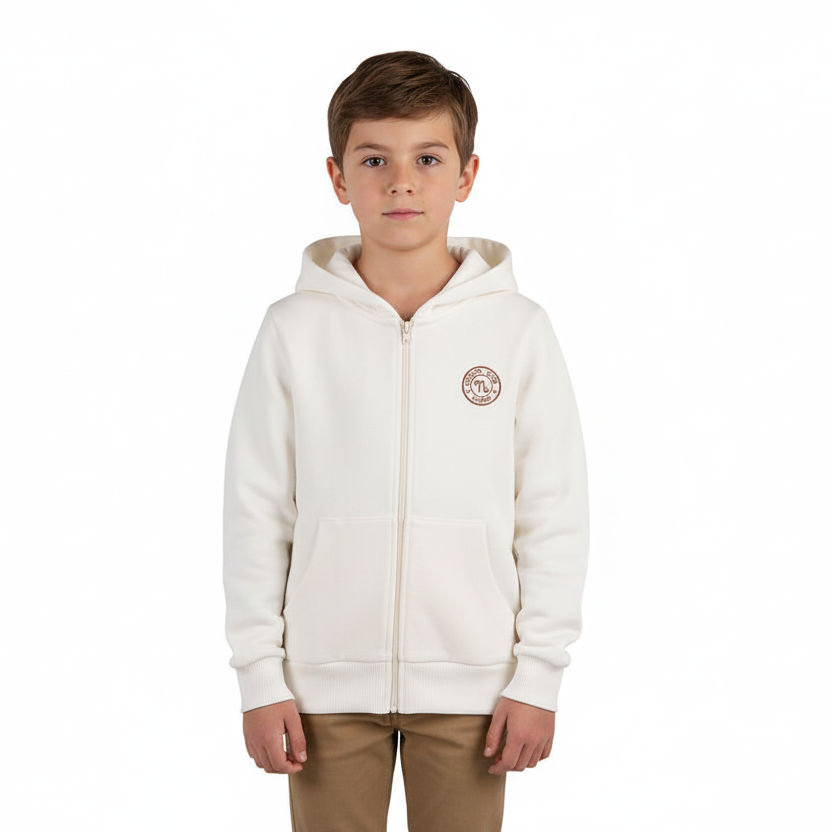 nanan-felpa-off-white-con-cappuccio-e-zip-bambino image 3