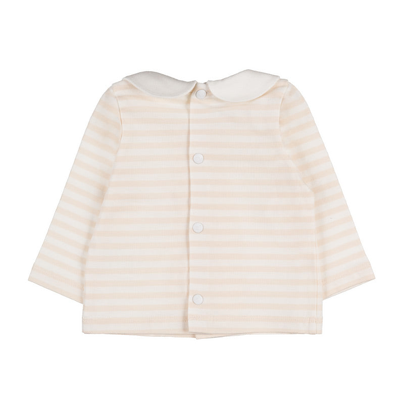 nanan-tutina-due-pezzi-beige-a-righe-con-colletto-in-cotone-organico image 2