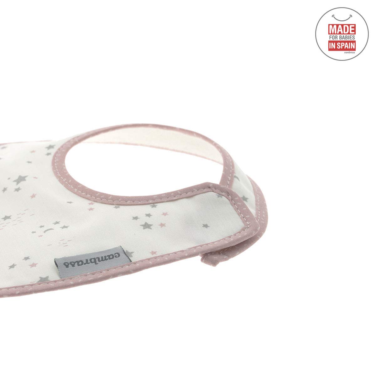 bavaglino-quadrato-con-velcro-cambrass-sky-rosa-stella-20x26-cm image 4
