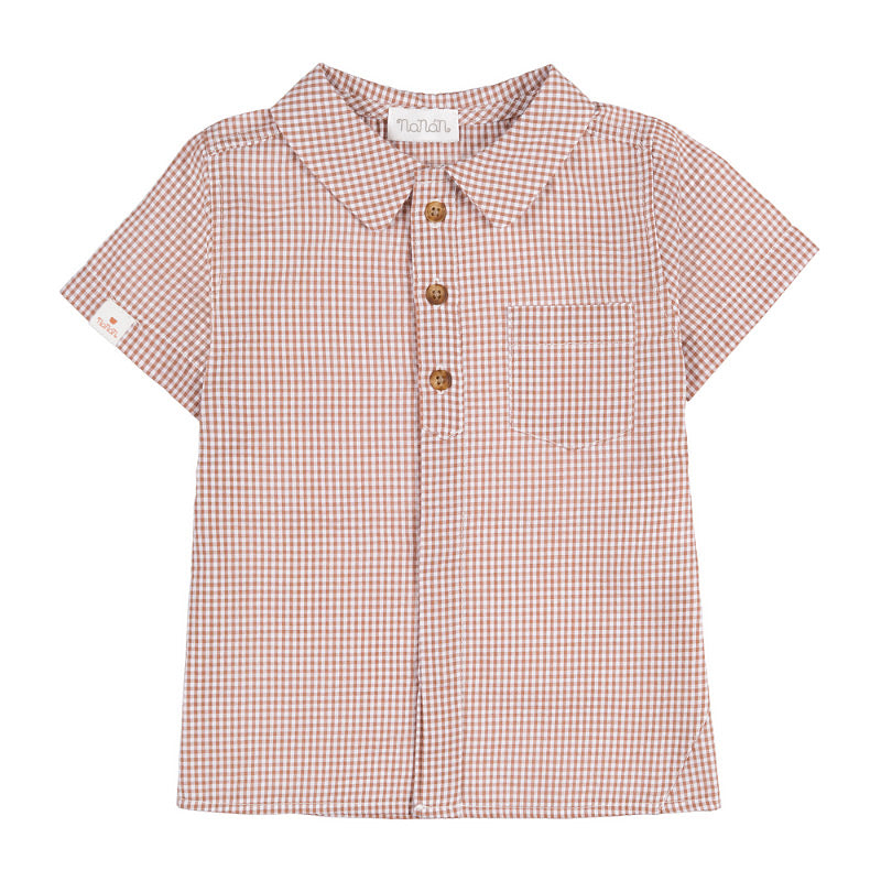 nanan-camicia-mezza-manica-vichy-marrone-bambino image 2