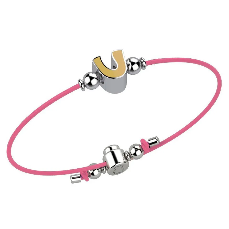 nanan-bijou-bracciale-rosa-con-iniziale-u-in-argento-925 image 1