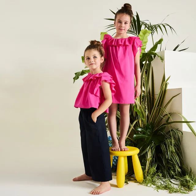 nanan-blusa-fucsia-in-cotone-con-frappe-made-in-italy image 1