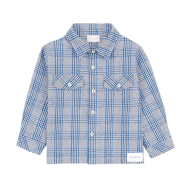 nanan-giacca-camicia-scozzese-blu-con-taschine image 1