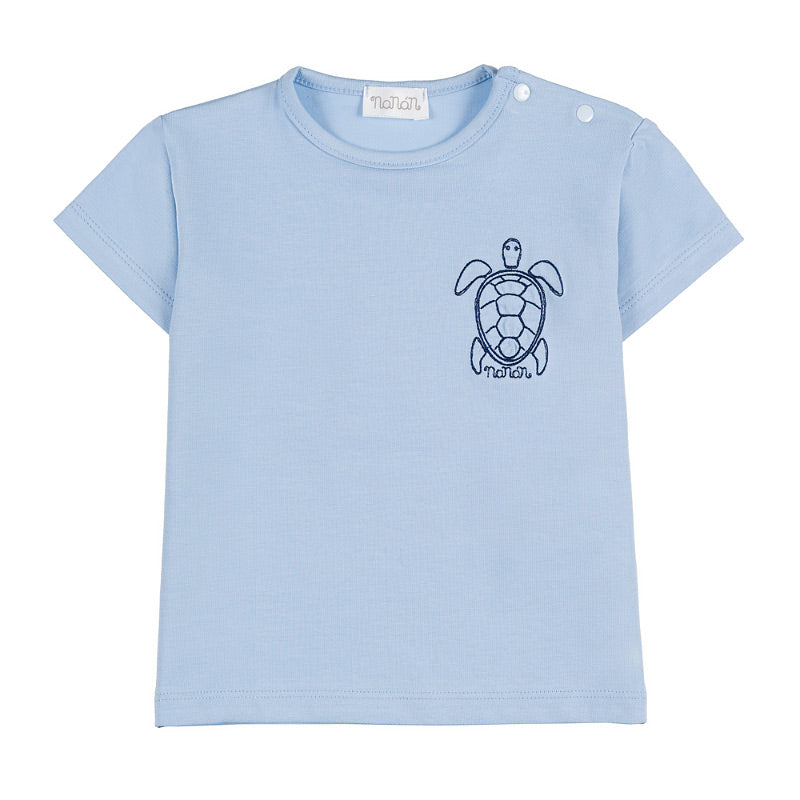nanan-t-shirt-azzurra-mezza-manica-con-tartaruga image 1