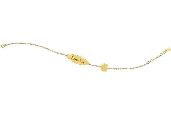 nanan-bracciale-targhetta-quadrifoglio-oro-9kt-13-15-cm image 2