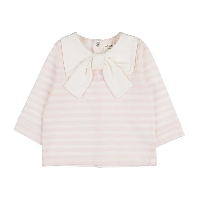 nanan-tutina-due-pezzi-a-righe-rosa-con-fiocco-completo-neonata image 1