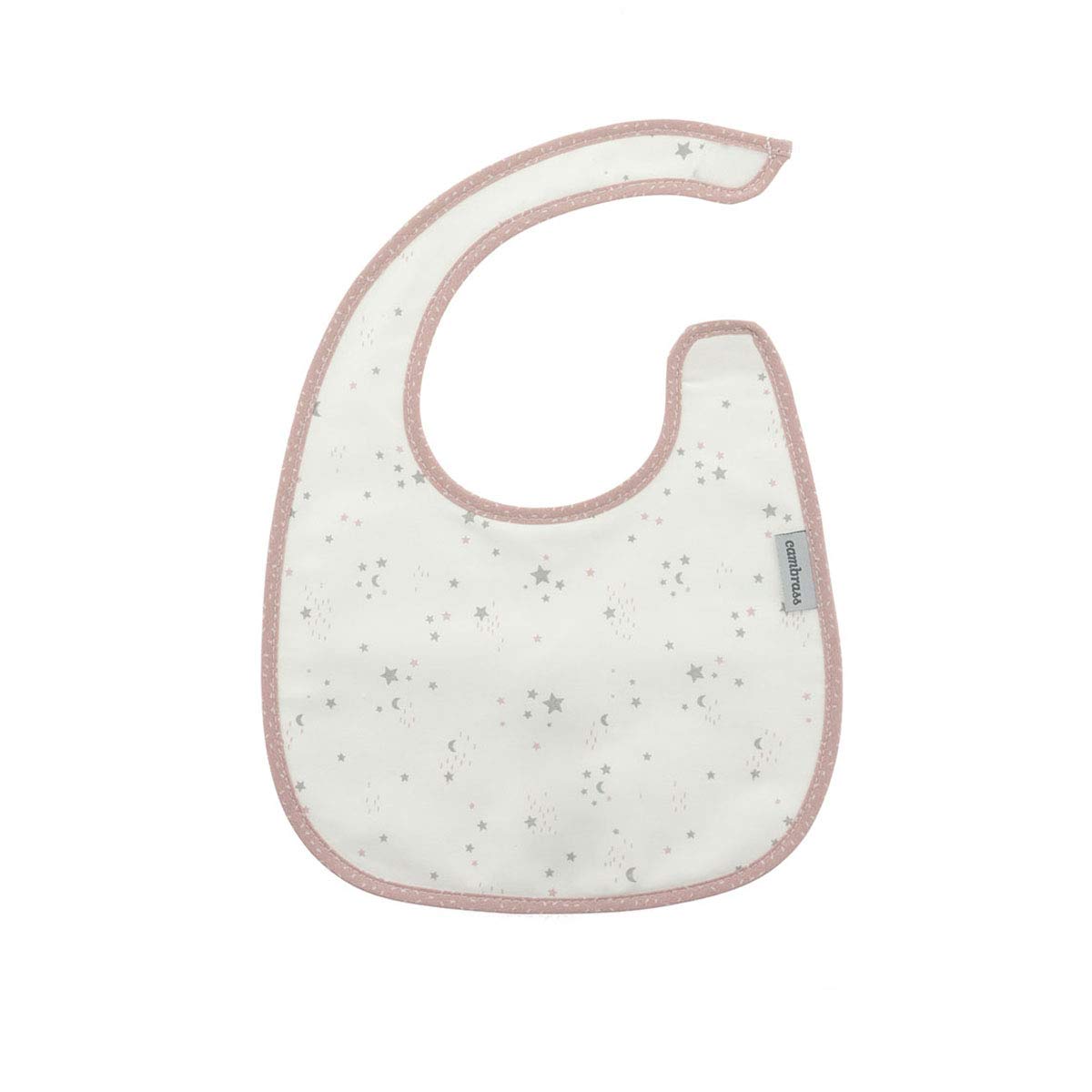 bavaglino-quadrato-con-velcro-cambrass-sky-rosa-stella-20x26-cm image 1