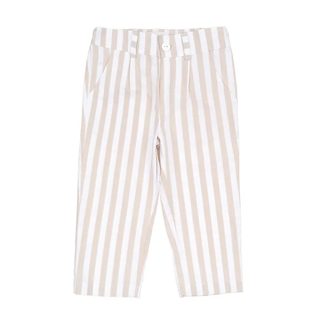 nanan-pantalone-bimbo-a-righe-beige-elasticizzato image 1