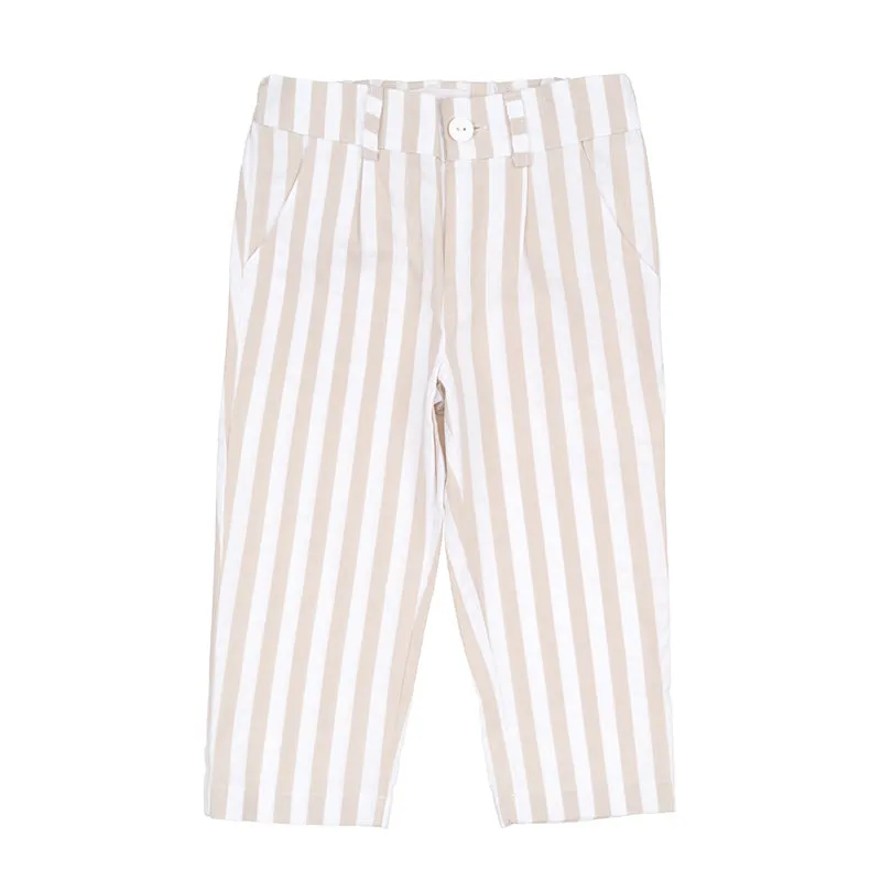 nanan-pantalone-bimbo-a-righe-beige-elasticizzato image 1