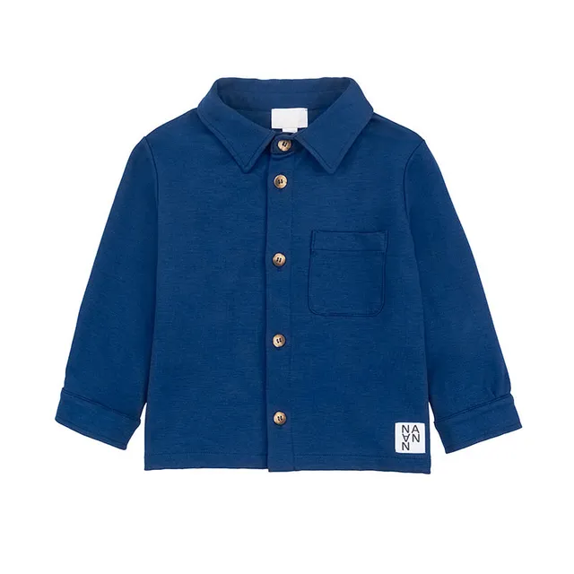 nanan-giacca-camicia-blu-punto-milano-con-taschino-bimbo image 1
