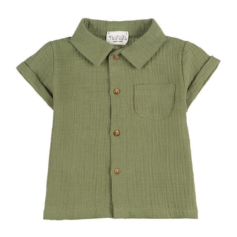 nanan-completo-camicia-shorts-verde-cotone-organico image 2