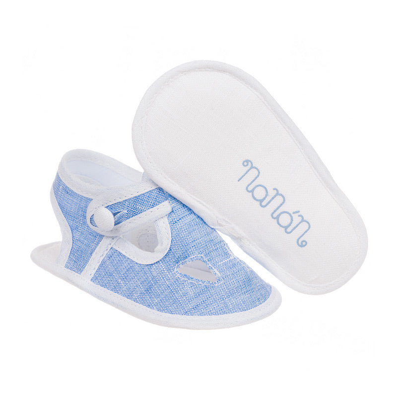 nanan-sandalo-azzurro-con-occhielli-in-lino-scarpine-neonato image 2